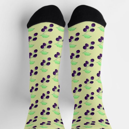 Watercolor Purple Blackberry Botanical Socks