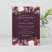 Watercolor Purple Bloom Quinceanera Invitation (Standing Front)