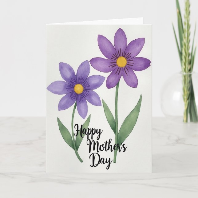 Watercolor Purple Blooms Card (Front)