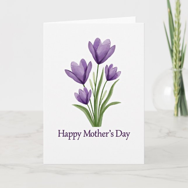 Watercolor Purple Blossoms Card (Front)