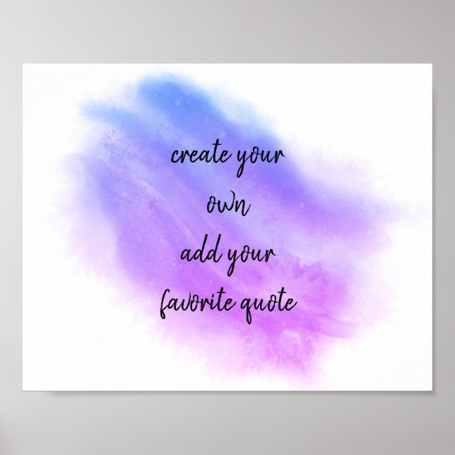 watercolor purple blue  add a quote paint strokes  poster (Front)