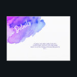 Watercolor Purple Blue Bat Bar Mitzvah Details Invitation<br><div class="desc">Watercolor purple blue</div>