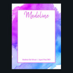 Watercolor Purple Blue Star BAT MITZVAH Sign in<br><div class="desc">Beautiful religious Jewish Bat Mitzvah sign in poster. Light watercolor pastel purple,  violet,  blue,  turquoise with star of David in white. . Perfect for 12 year old daughter,  girl. Easy to edit - just add your information / text.</div>