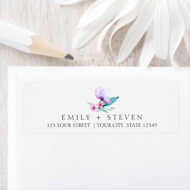 watercolor purple bouquet wedding label (Insitu)