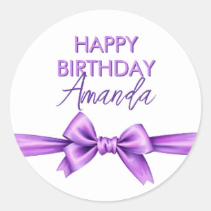 Watercolor Purple Bow Coquette Sweet 16 Birthday Classic Round Sticker
