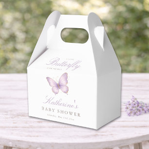 Watercolor Purple Butterfly Baby Shower Party Favor Boxes