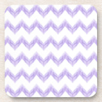 watercolor purple chevron zigzag pattern beverage coaster
