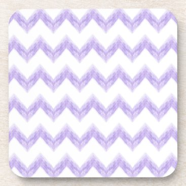 watercolor purple chevron zigzag pattern beverage coaster