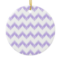 watercolor purple chevron zigzag pattern ceramic ornament