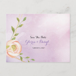 watercolor purple chic floral Save the Date Announcement Postcard