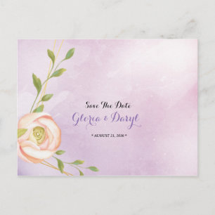 watercolor purple chic floral  Save the Date Announcement Postcard