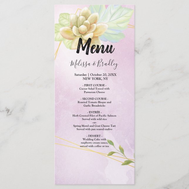 watercolor purple chic floral     Wedding Menu (Front)