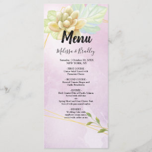 watercolor purple chic floral Wedding Menu