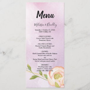 watercolor purple chic floral Wedding Menu