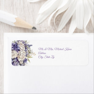 Watercolor Purple Cream Floral Wedding Label