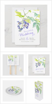 Watercolor purple creeper floral wedding