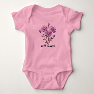 Watercolor Purple Daisy Botanical Personalized Baby Bodysuit