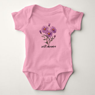 Watercolor Purple Daisy Botanical Personalized Baby Bodysuit