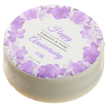 Watercolor Purple Floral Anniversary Wreath Chocolate Covered Oreo by LifeInColorStudio at Zazzle