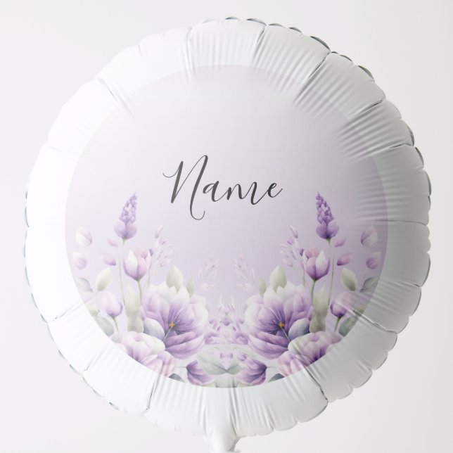 Watercolor Purple Floral Balloon (Front)