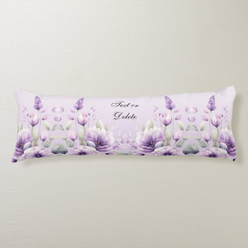 Watercolor Purple Floral Body Pillow