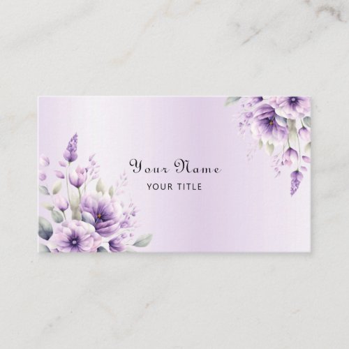 Watercolor Purple Floral Business Card