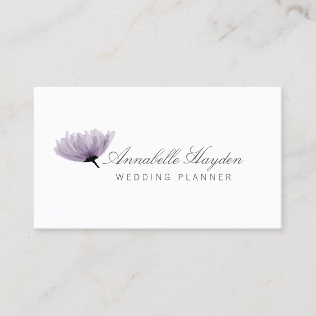 watercolor purple FLORAL business cards (Front)