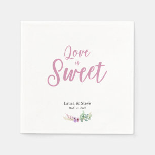 Watercolor Purple Floral Design for General Events Napkins