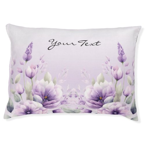Watercolor Purple Floral Dog Bed