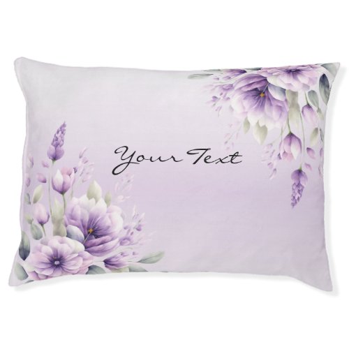 Watercolor Purple Floral Dog Bed