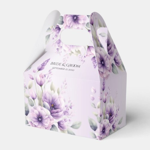 Watercolor Purple Floral Favor Box