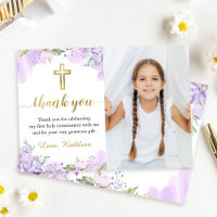 Watercolor Purple Floral First Communion Photo