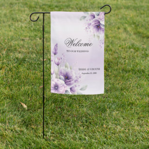 Watercolor Purple Floral Garden Flag