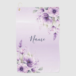 Watercolor Purple Floral Golf Towel