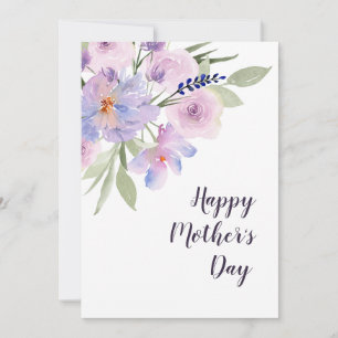 watercolor purple floral happy mother's day card