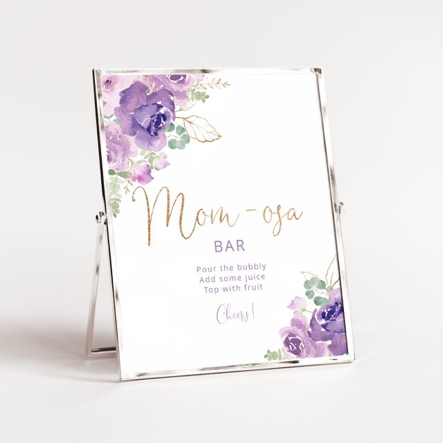 Watercolor purple floral Mom-osa bar Poster (Creator Uploaded)