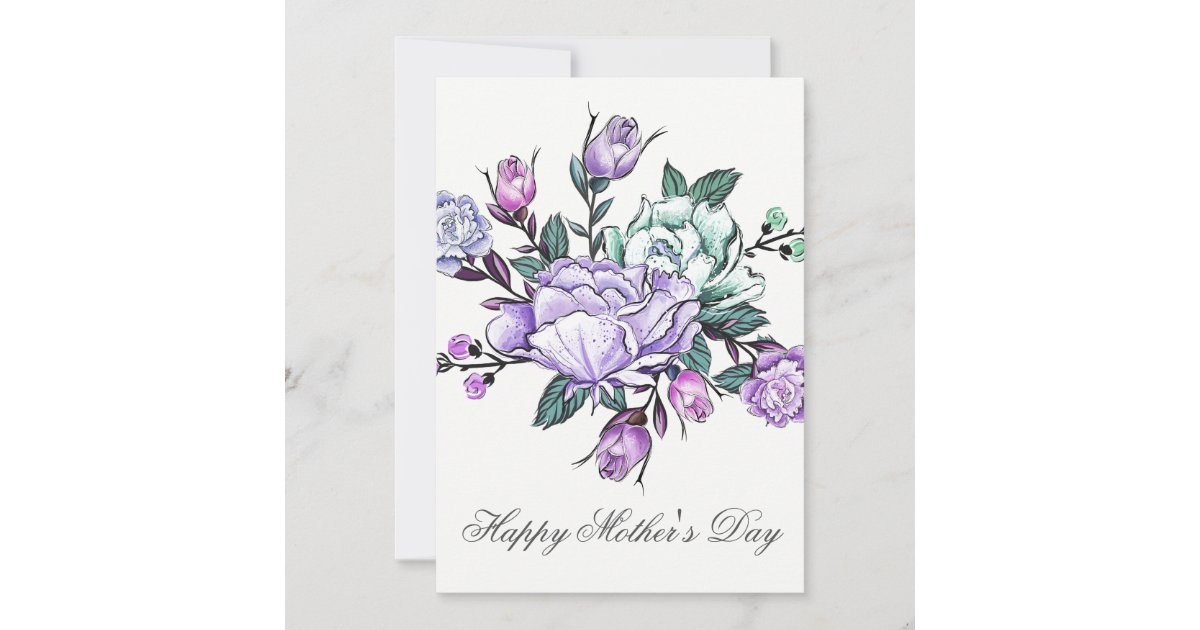 Watercolor Purple Floral Mothers Day Card | Zazzle