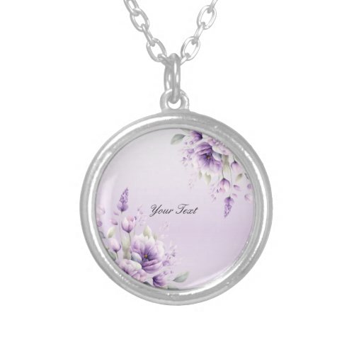 Watercolor Purple Floral Necklace