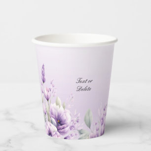 Watercolor Purple Floral Paper Cups
