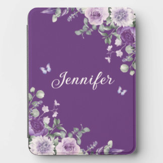 Watercolor Purple Floral Personalized Name Chic Kindle Cover