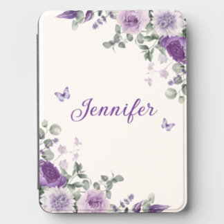 Watercolor Purple Floral Personalized Name Kindle Cover