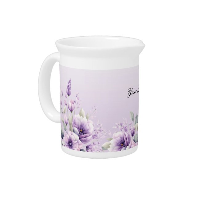 Watercolor Purple Floral Pitcher (Left)