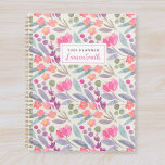 Watercolor Purple Floral Planner<br><div class="desc">Custom-designed planner notebook featuring watercolor purple floral pattern with personalized name.</div>