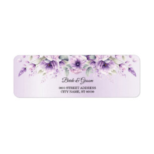 Watercolor Purple Floral Return Address Label