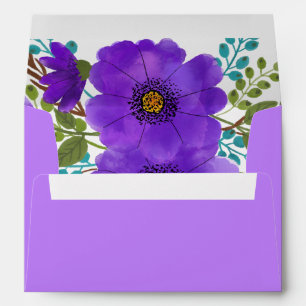 Watercolor Purple Floral Return Address Label Envelope