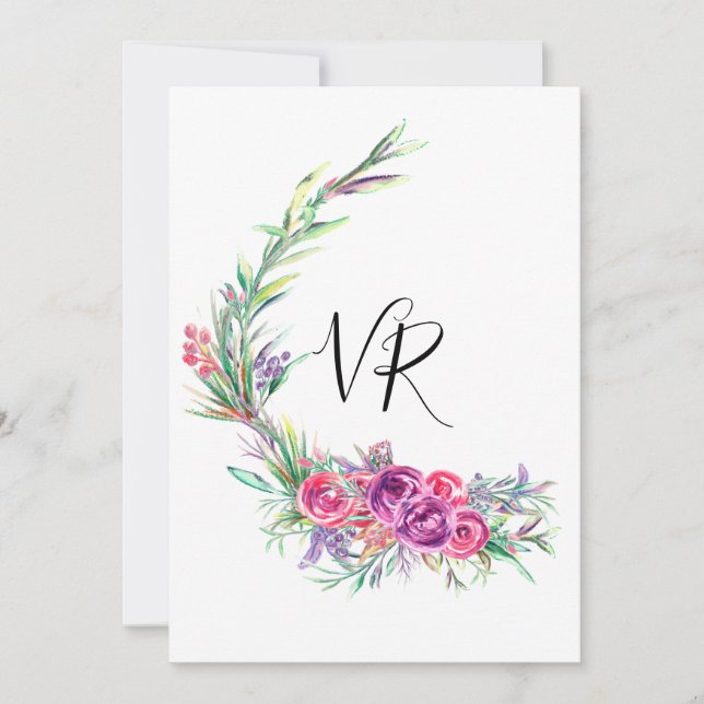 Watercolor Purple Floral Save the Date Wedding (Front)