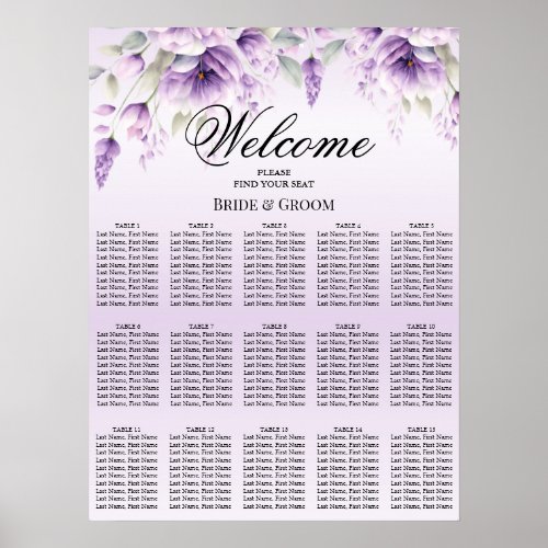 Watercolor Purple Floral Seating Chart