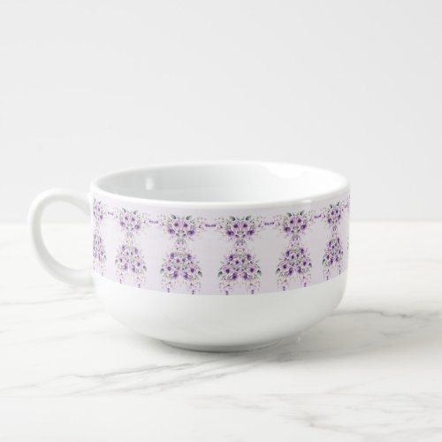 Watercolor Purple Floral Soup Mug