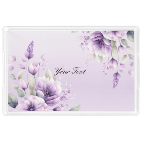 Watercolor Purple Floral Vanity Tray