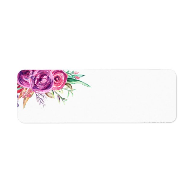 Watercolor Purple Floral Wedding Address Labels (Front)